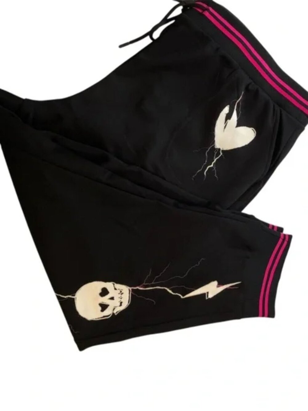Torrid Jogger Pants 1X Lovesick Pull On Black Pink Skull Hearts Lounge Modal NWT
